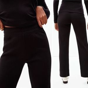 NEW Everlane The Ribbed Flare Pant XS Black Calm Casual Pull On Knit Loungewear